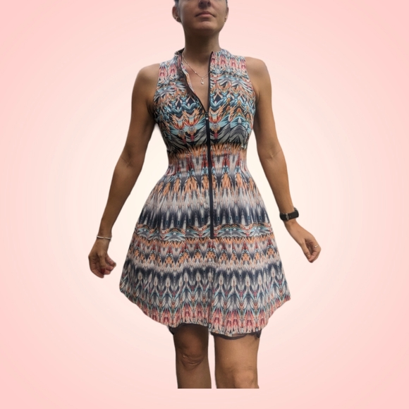 CUE sz8 fully line A-line dress in Aztec Moroccan style print - Picture 5 of 8